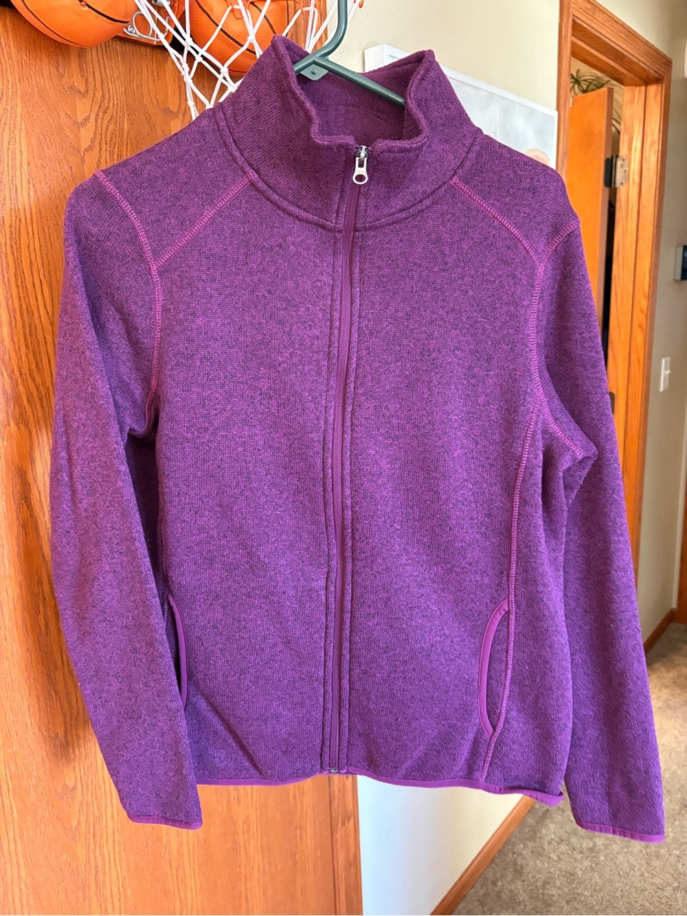 Eddie Bauer Purple Full‑Zip Teddy Fleece Jacket